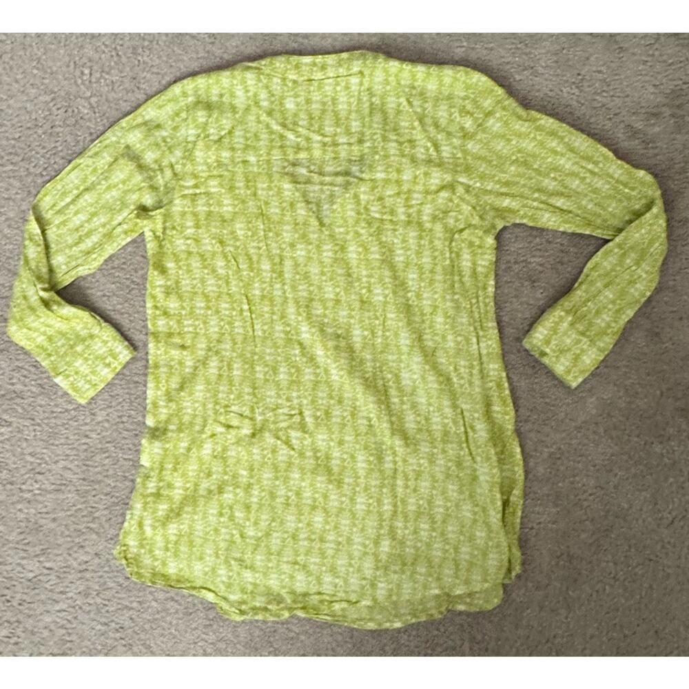 Rock Flower Paper Green Tunic Top Medium Long Sleeve Boho Lightweight Cotton - Picture 2 of 10